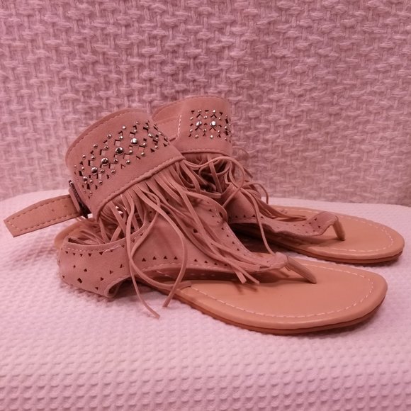 Women's Flat Thong Sandal Gladiator Style Size 9.5 - Picture 5 of 8
